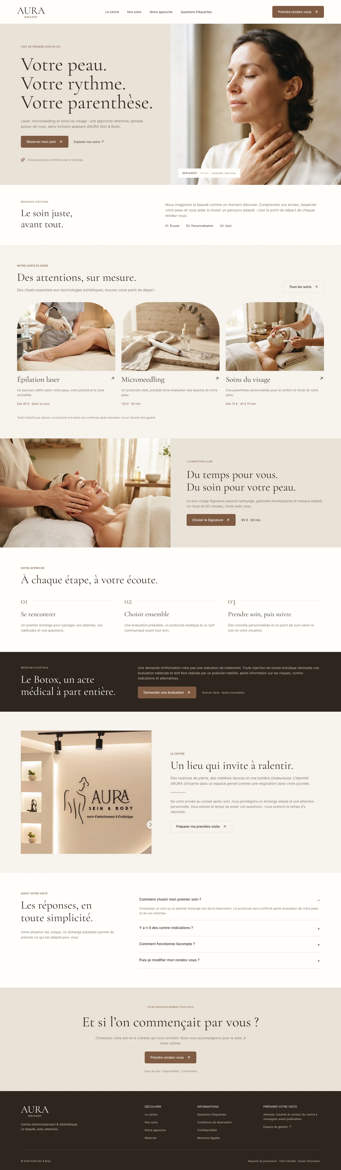 AURA Skin & Body : page d’accueil du site